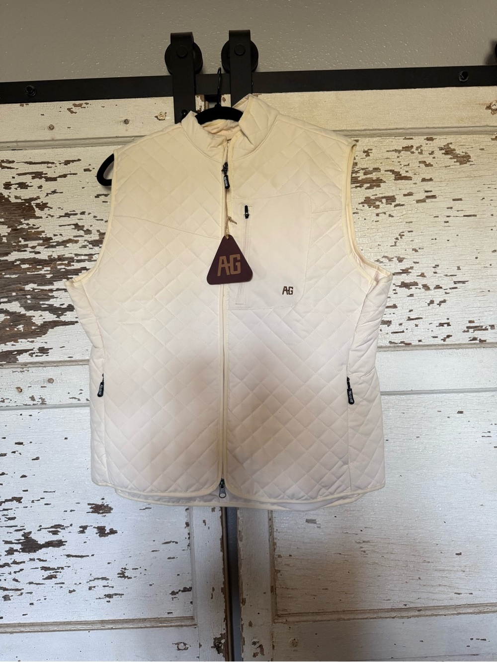 AG GEAR Quilted Puffer Vest in Cream NWT